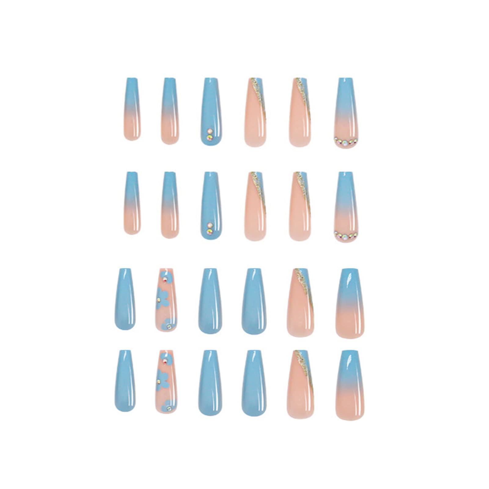 24 Pcs Reusable False Nails with Floral Design - Press on Fake Nails for Women & Girls - Perfect for Parties, Weddings, and Special Occasions