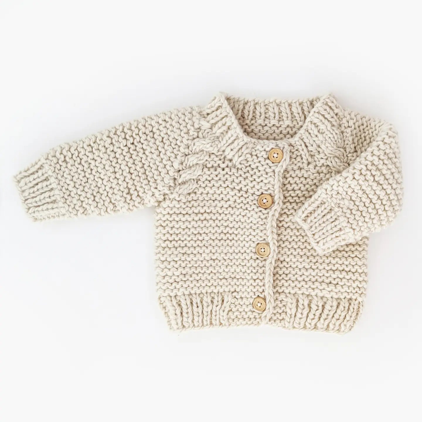Soft Garter Stitch Cardigan Sweater for Women - Natural Cotton Knitwear | Cozy Fall & Winter Layering Essential
