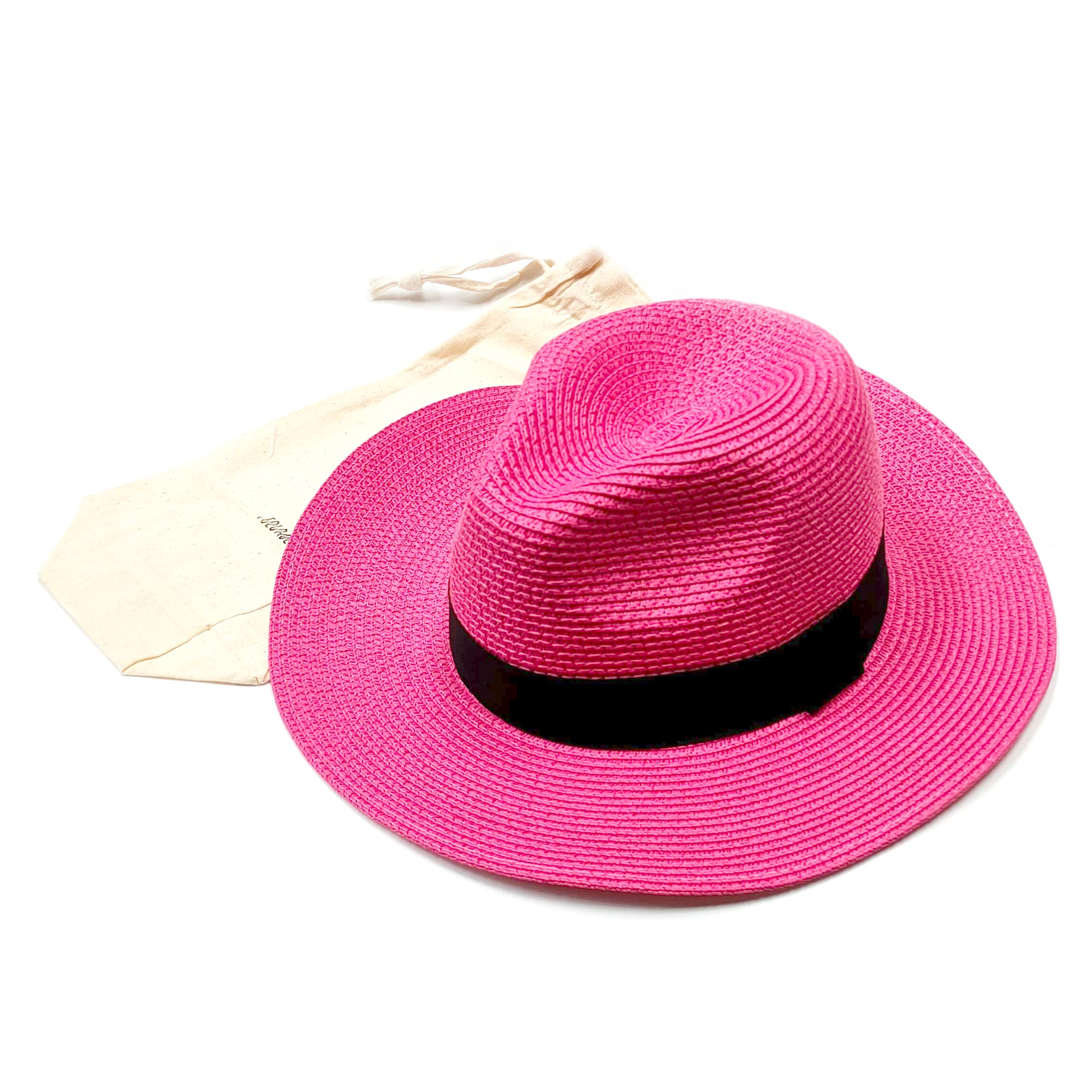 Pink Folding Travel Panama Sun Hat - 59cm Wide Brim UV Protection Hat for Women - Perfect for Beach Vacation, Summer Outdoors & Travel Accessories