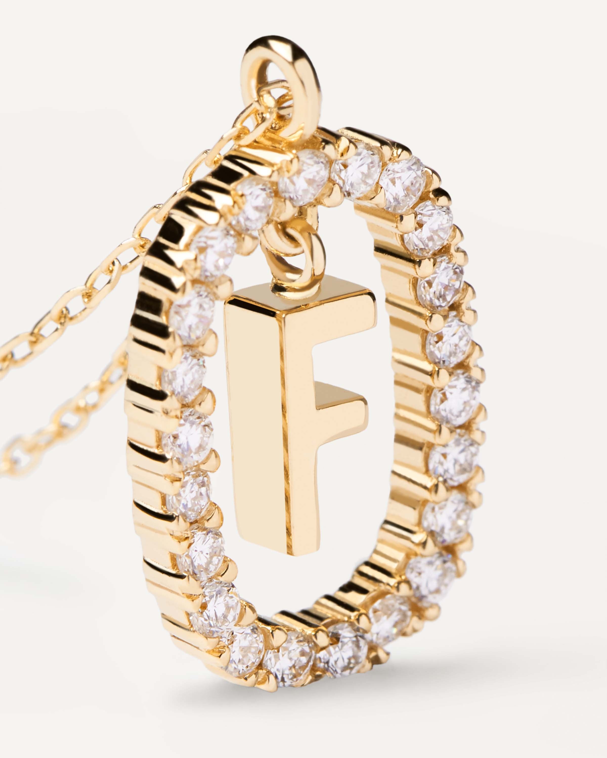 14K Gold Letter F Necklace with Diamonds - Elegant Personalized Initial Jewelry for Women, Perfect Gift for Birthday, Anniversary & Valentine's Day
