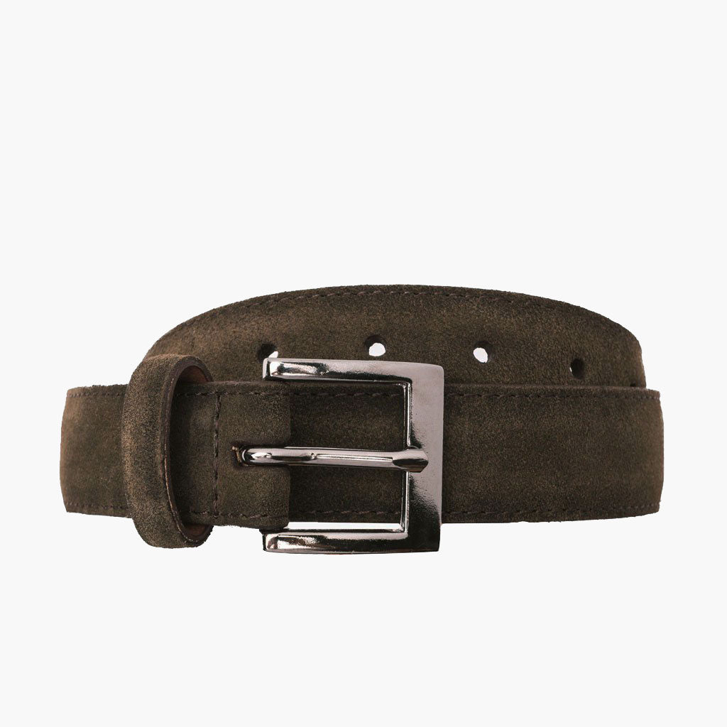 Men's Classic Leather Belt - Dark Olive Suede | Genuine Leather Dress Belt for Business & Casual Wear | Perfect for Office, Date Night & Everyday Use