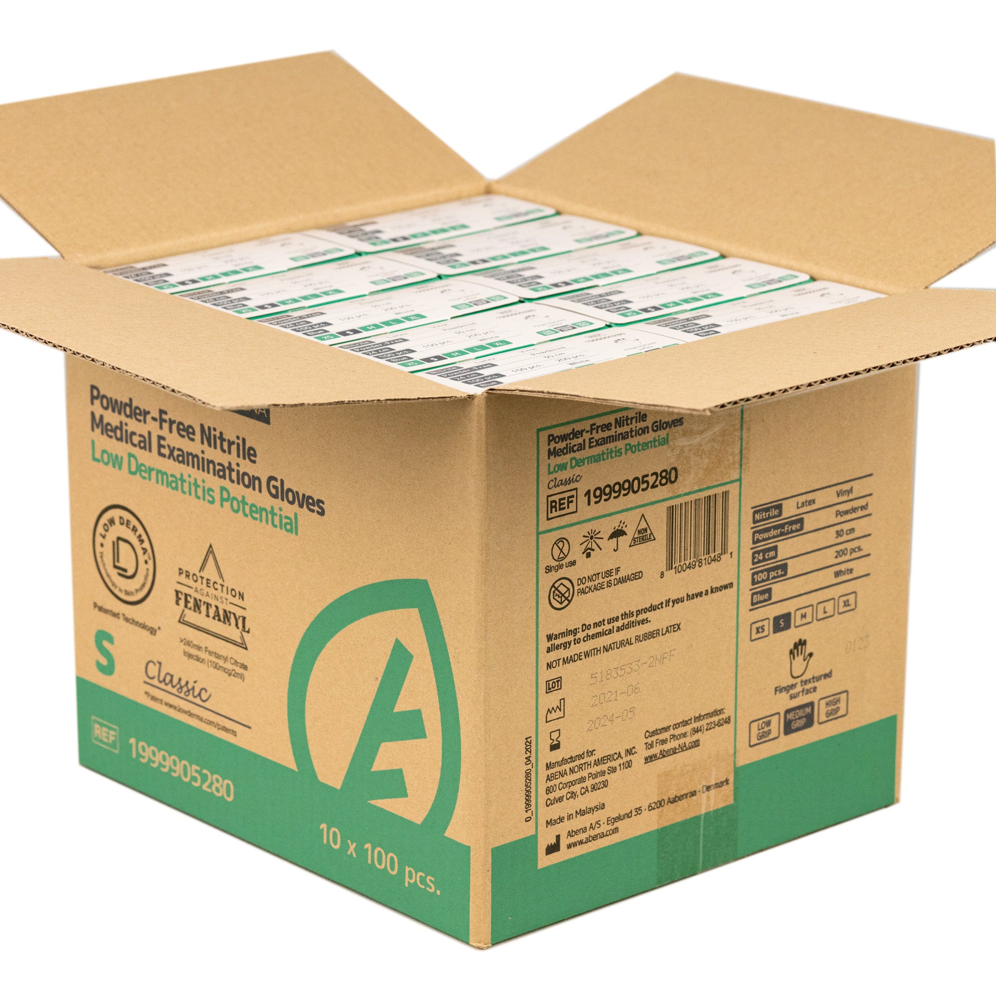 Abena Nitrile Gloves - Chemotherapy Approved, Latex-Free, Powder-Free Disposable Gloves for Medical Use, Food Handling & Cleaning - 100/Box