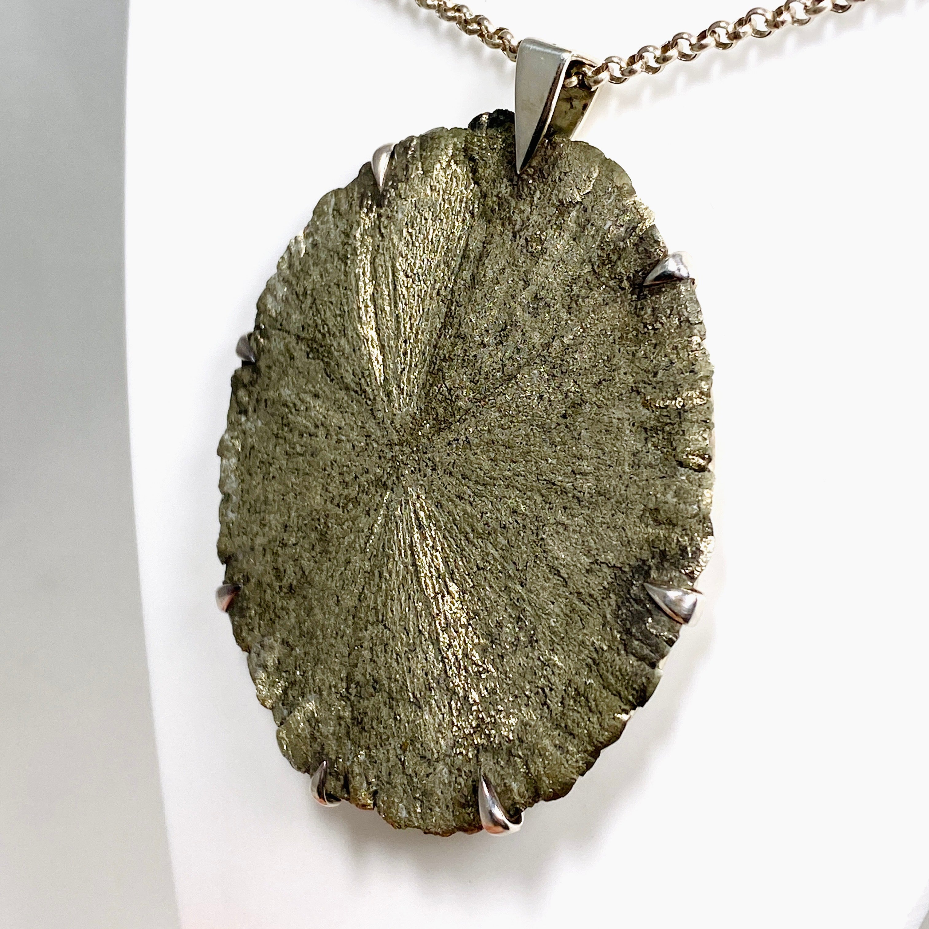 Natural Pyrite Sun Pendant Necklace - 72mm BTP Handmade Jewelry for Women - Perfect for Boho Fashion & Spiritual Healing