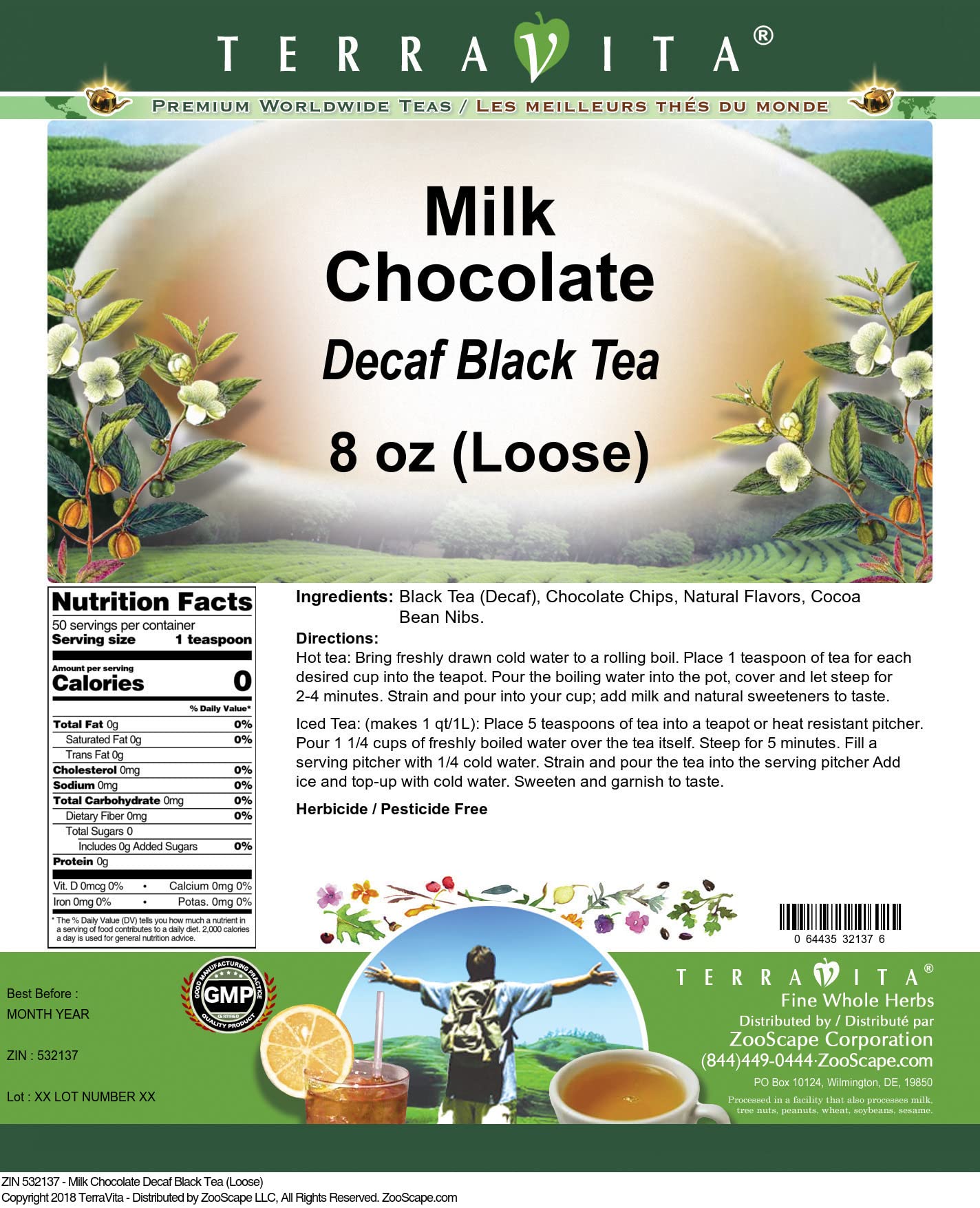 Decaf Black Tea with Milk Chocolate Flavor - Loose Leaf Tea (8 oz, 3 Pack) - Perfect for Relaxing Evenings, Dessert Pairing & Gifts