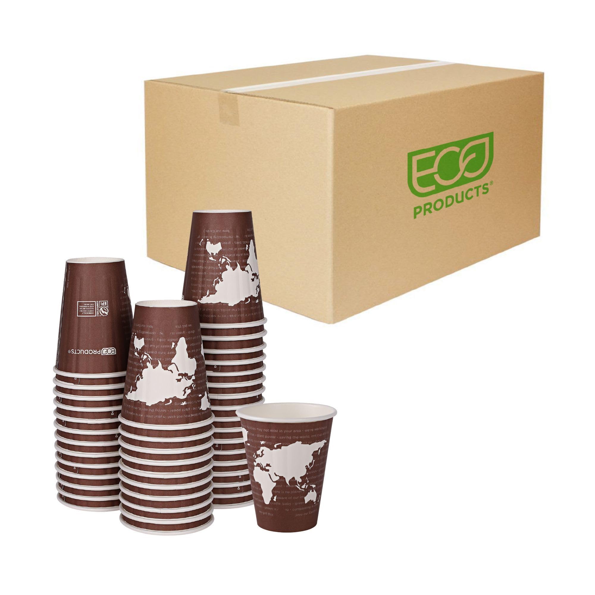 Eco-Friendly Compostable 8oz Disposable Coffee Cups - 800 Count Case, Double-Wall Insulated Hot Paper Cups with Plant-Based PLA Lining | No Sleeves Needed, Color Coded | Perfect for Offices, Cafés, and Eco-Conscious Events