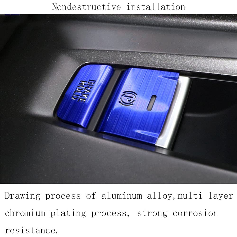 Premium Aluminum Alloy Gear Shift Panel Cover with Button Caps & Electronic Handbrake Frame - 4Pcs Set for 2018-2020 Honda Accord Gas Models (Blue) - Interior Upgrade & Car Styling Accessories for Enhanced Driving Experience
