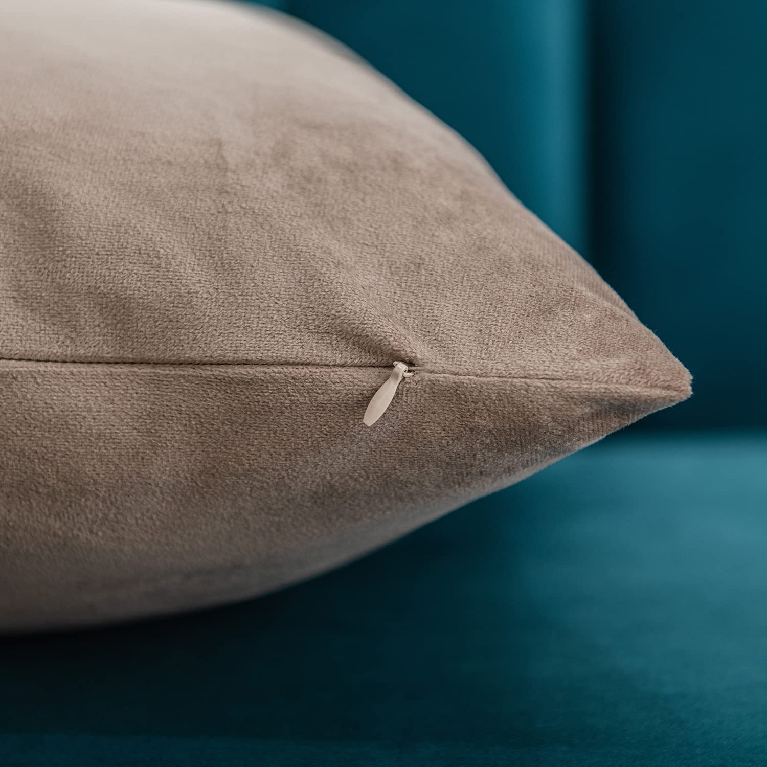 DEZENE 26x26 Inch Velvet Euro Pillow Covers Set of 2 - Soft Oversized Square Couch Pillow Shams for Living Room Sofa, Taupe - Perfect for Home Decor, Cozy Throw Pillows for Bedroom & Lounge