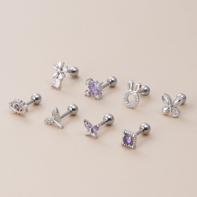 16G Evil Eyes Cartilage Stud Conch Piercing - Stainless Steel Tragus Helix Earrings for Women | HSPJ883 | Perfect for Daily Wear, Parties & Body Jewelry Collection