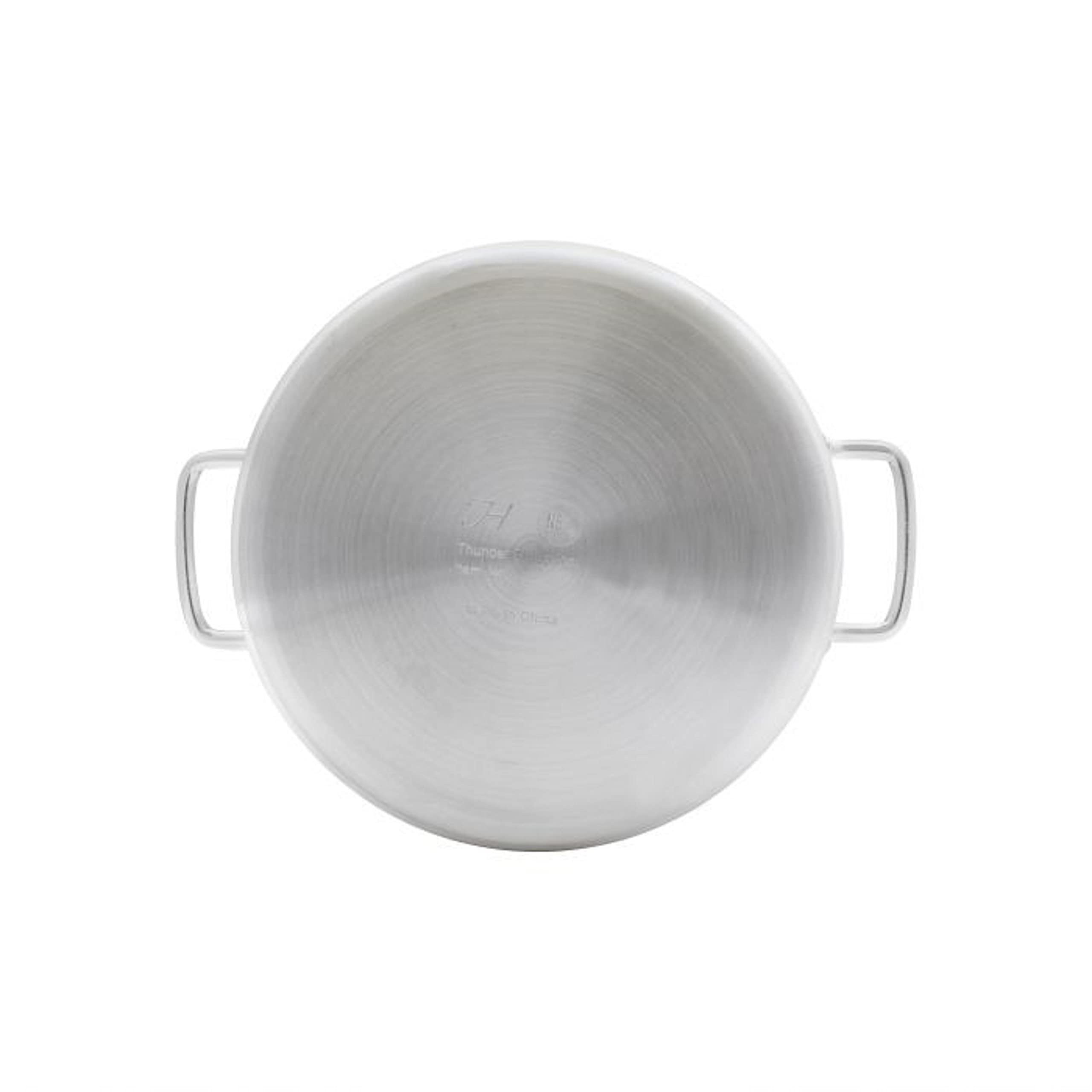 TrueCraftware 14 Quart Heavy Duty Aluminum Brazier Pot with Lid - 6mm Thick Mirror Finish Braising Pan for Roasting, Baking, Sautéing, Searing & Frying - Perfect for Home Cooking, Camping & Outdoor BBQ