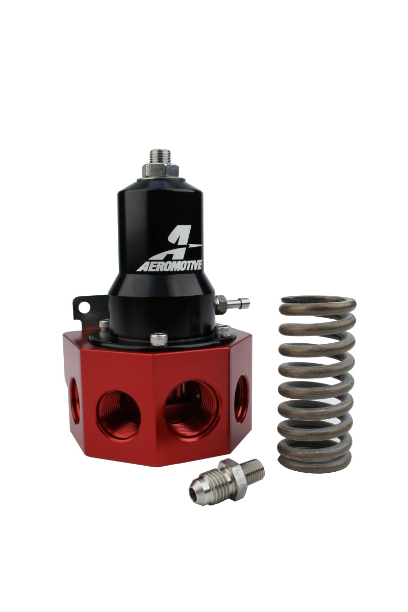 Aeromotive Fuel Pressure Regulator 30-120 PSI with .500 Valve, 4x AN-08 & AN-10 Inlets & AN-10 Bypass - High Performance Fuel System for Racing & Custom Cars