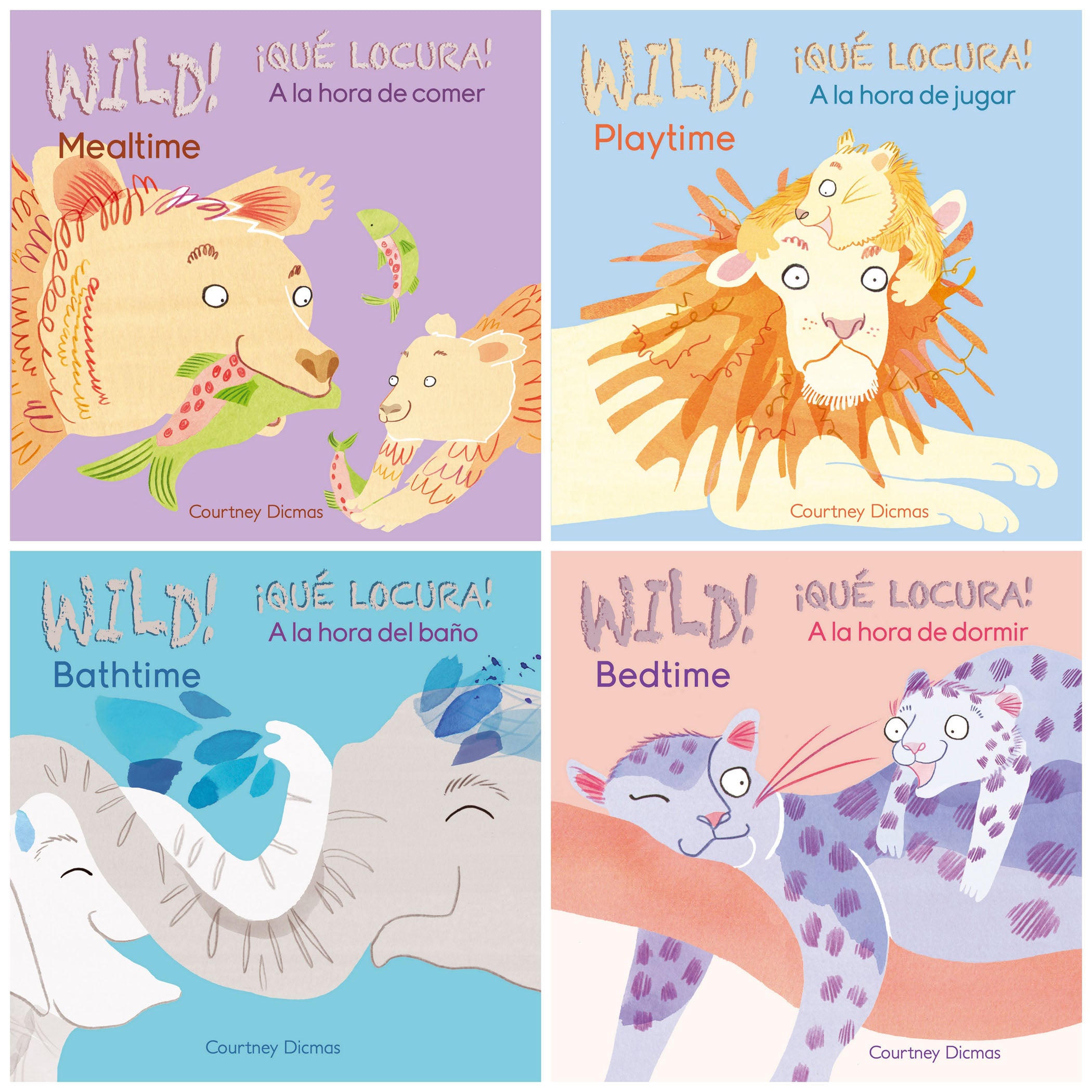 Wild! Bilingual Board Book Set for Kids - 4 Pack English/Spanish Children's Learning Books - Perfect for Early Childhood Education & Bilingual Family Storytime