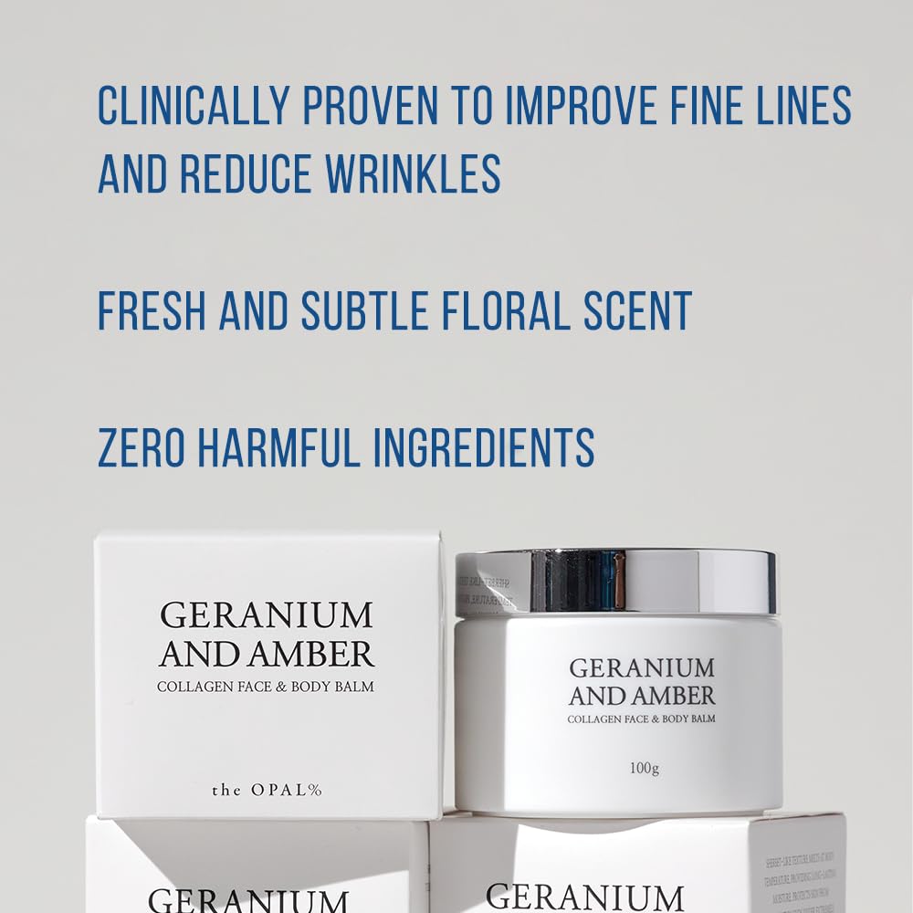 Geranium & Amber Collagen Face and Body Cream - Anti-Aging Moisturizer for Dry Skin | Day & Night Hydration | Organic Skincare for Women & Men
