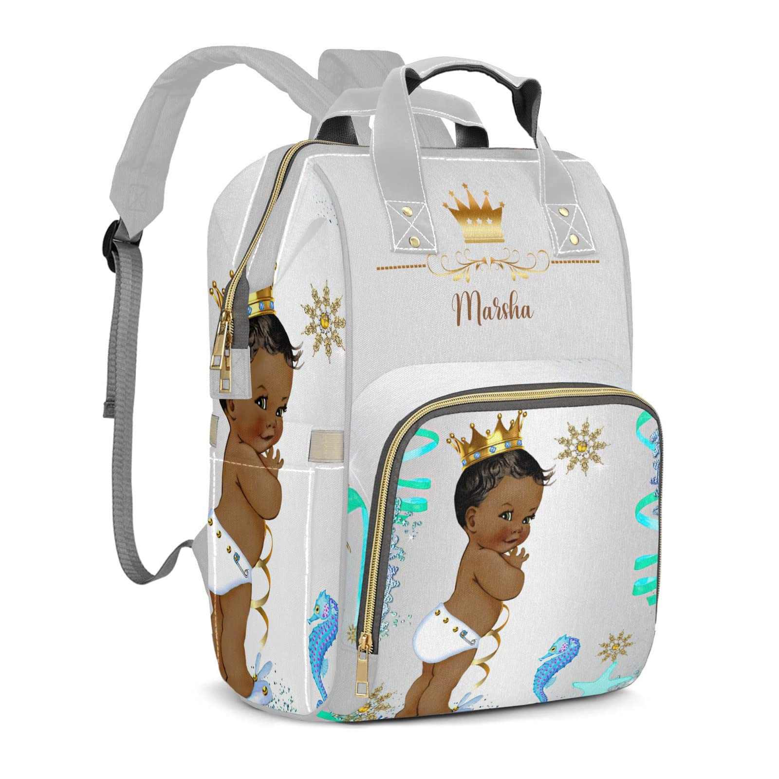 Personalized Baby Diaper Backpack with Name Customization - Cute Shell Design Nappy Bag for Baby Girl & Boy - Perfect for Travel, Daycare & Parenting Essentials