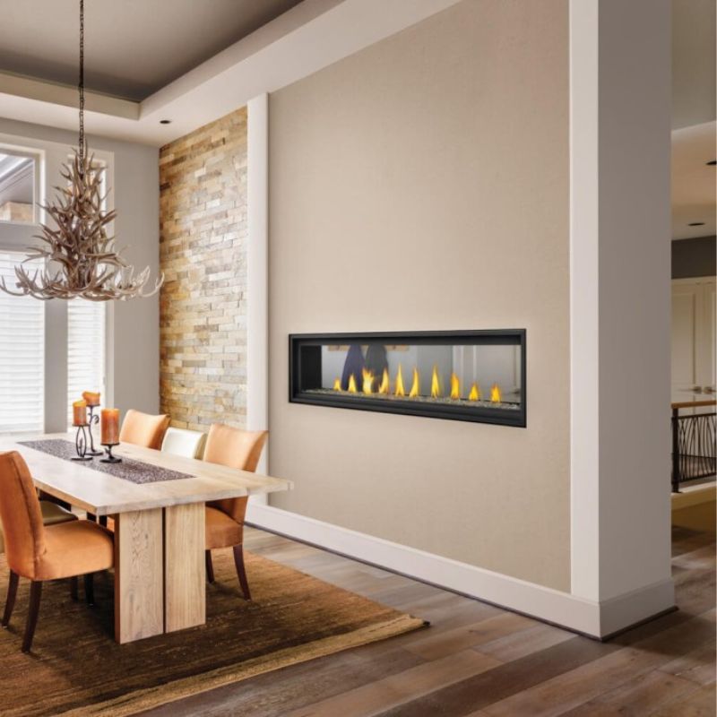 Napoleon Vector 74 See-Through Linear Direct Vent Gas Fireplace - LV74N2 | Modern Home Heating & Cozy Living Room Ambiance