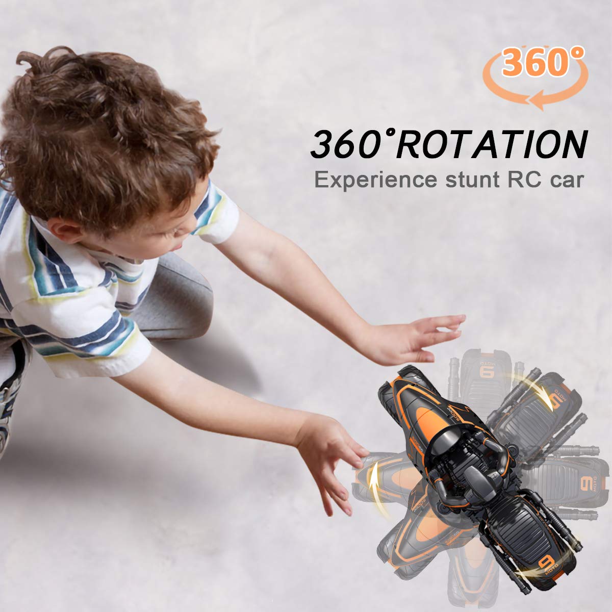 2.4GHz Remote Control Motorcycle for Kids - 360° Spinning Drift Stunt RC Bike with Rider Figure, 2WD High Speed Toy for Boys | Indoor & Outdoor Play, Birthday Gifts, Racing Competitions