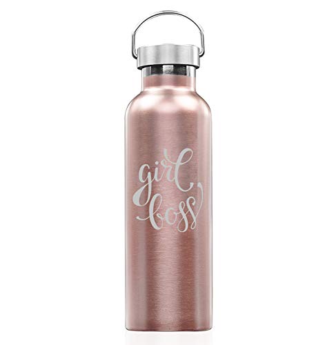 Rose Gold Double Wall Vacuum Insulated Stainless Steel Tumbler - 25oz Leakproof Travel Mug for Women, Office & Gym | Keeps Drinks Hot/Cold for Hours | Perfect Gift for Boss Ladies