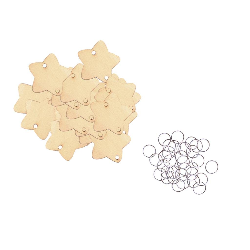 50 Pieces Wooden Birthday Board Tags - Wooden Circles & Star Cake Toppers for Birthday Party Decorations, Baby Showers, Wedding Celebrations & DIY Crafts