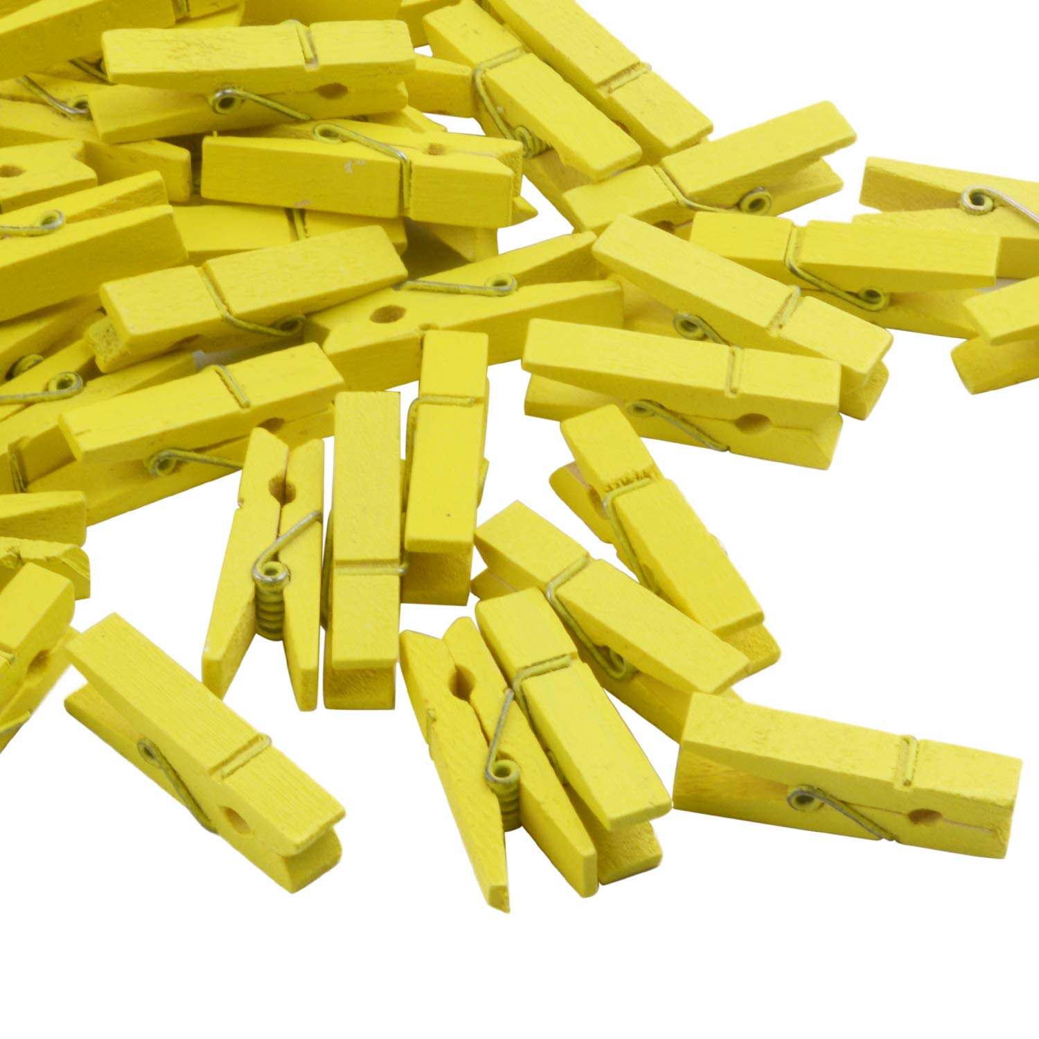 BronaGrand 100pcs Mini Yellow Wooden Clips - Multipurpose Utility Clips for Photos, Crafts, Office & Home Organization | Perfect for Scrapbooking, Bulletin Boards & Drying Laundry