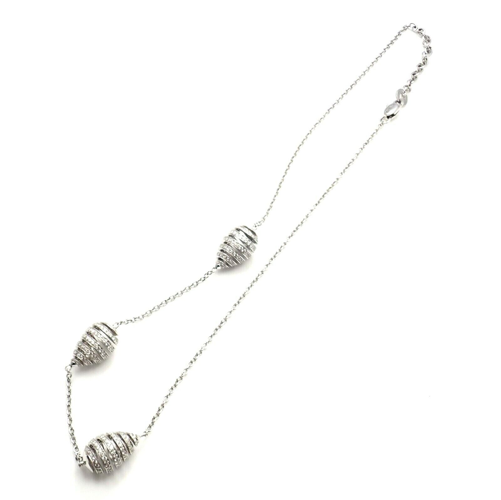 Luxury Damiani 18K White Gold 6ctw Diamond Spiral Teardrop 3 Motif Necklace - Elegant Jewelry for Women, Perfect for Weddings, Anniversaries & Special Occasions