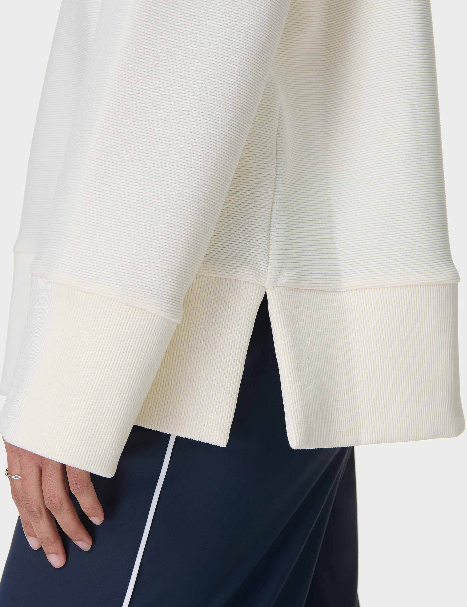 Peaceful Ribbed Sweatshirt for Women - Soft & Cozy Pullover - Lily White - Perfect for Casual Wear, Lounge & Fall Outfits