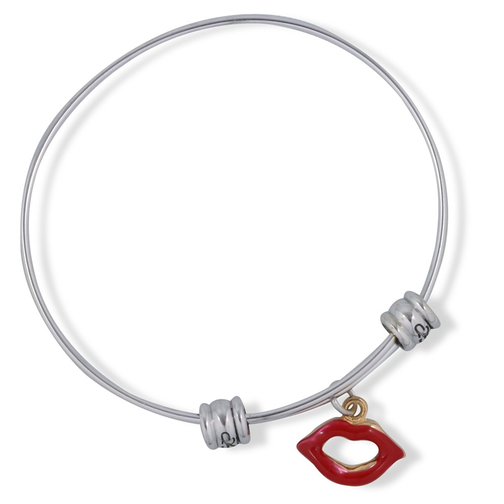 Elegant Red Lips Charm Bangle Bracelet for Women - Perfect Gift for Valentine's Day, Birthday & Party Accessories