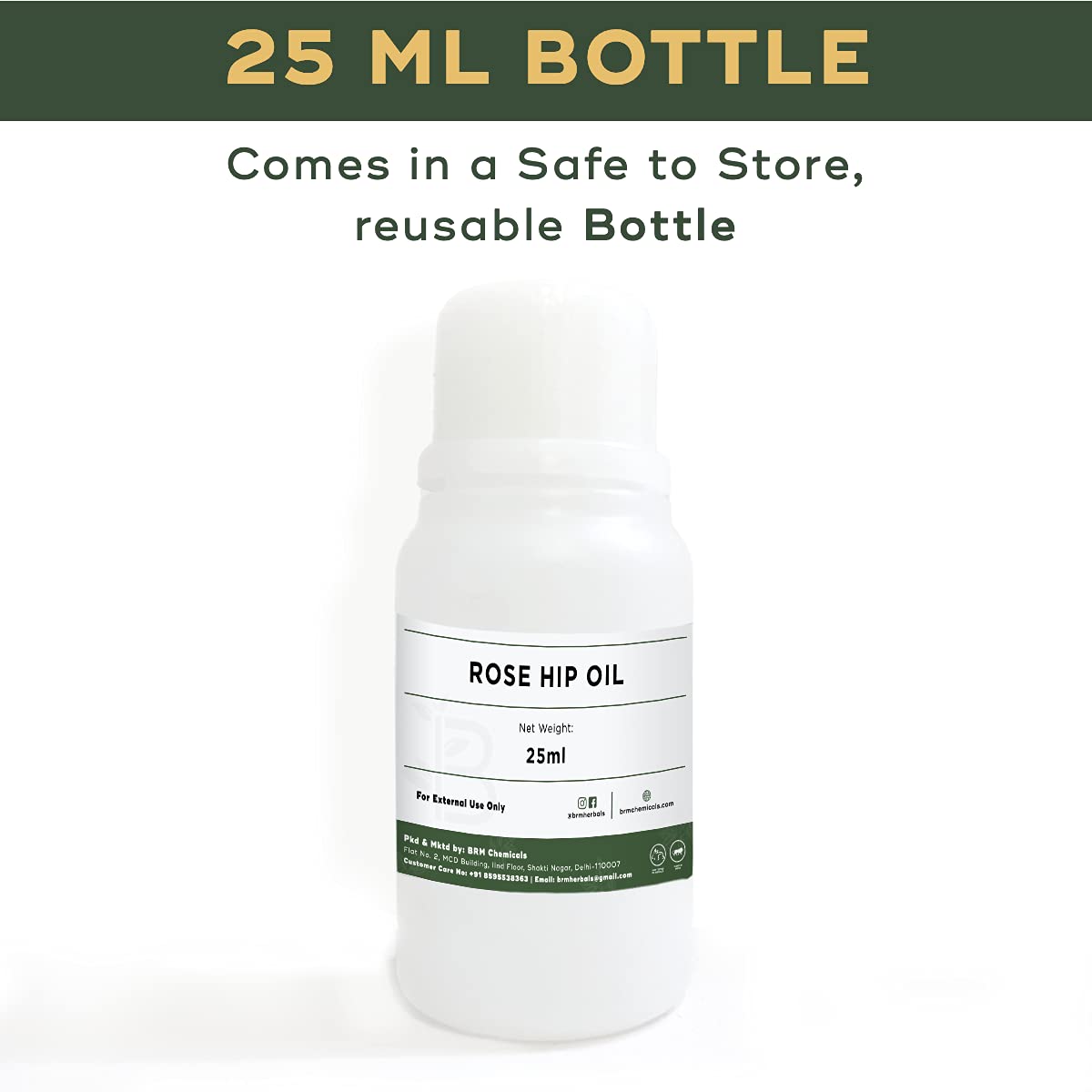 BRM Herbals Rose Hip Oil - 25ml for Hair Growth & Skin Care | Organic Facial Serum, DIY Beauty Products, Soap & Cosmetic Making | Perfect for Dry Skin, Anti-Aging & Hair Treatment