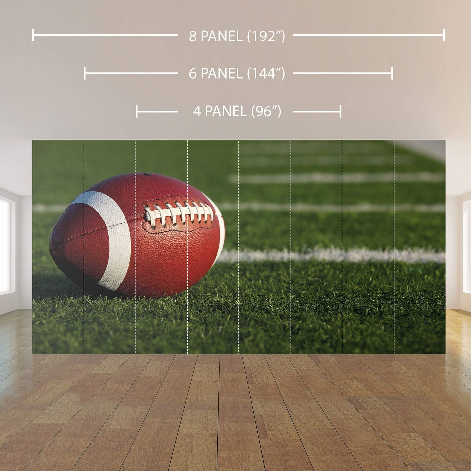 Brown Football Peel and Stick Removable Wall Mural 0853 - Self-Adhesive Sports Decor for Bedroom, Game Room & Man Cave - Easy DIY Wall Art for Football Fans