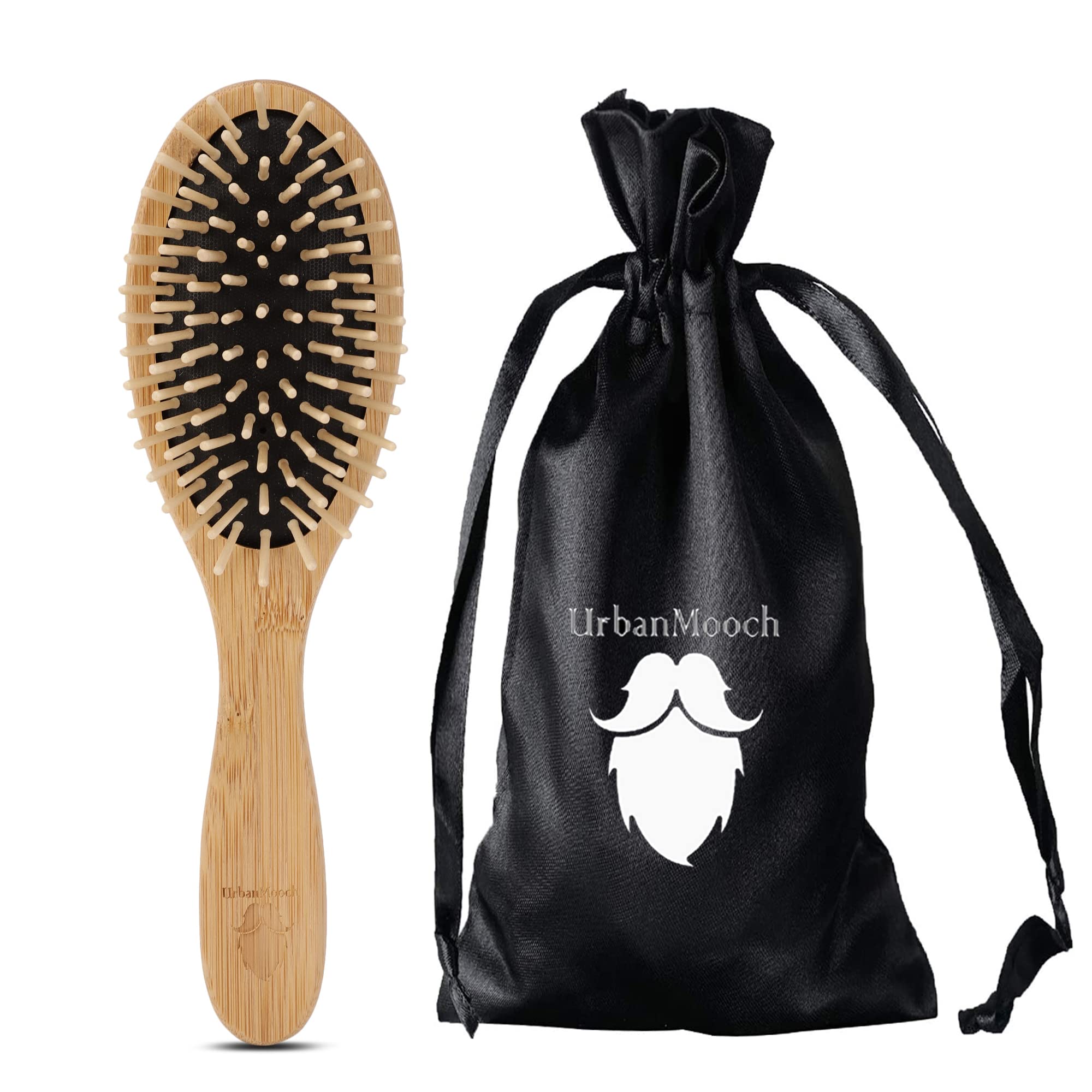 UrbanMooch Bamboo Wooden Hair Brush for Men & Women - Natural Paddle Brush for Curly Hair & Hair Growth | Detangling & Scalp Massage for Healthy Hair | Perfect for Home, Travel & Salon Use