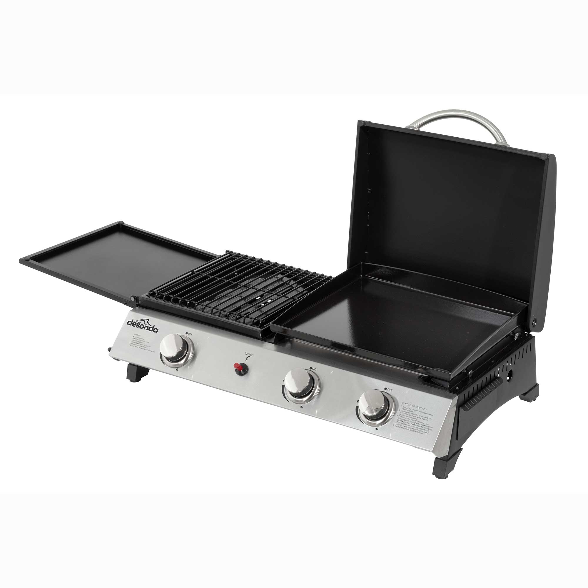 2+1 Burner Portable Gas Grill & Griddle - 8.5kW Stainless Steel Outdoor BBQ Hot Plate for Camping, Tailgating & Backyard Cooking (Model DG276)