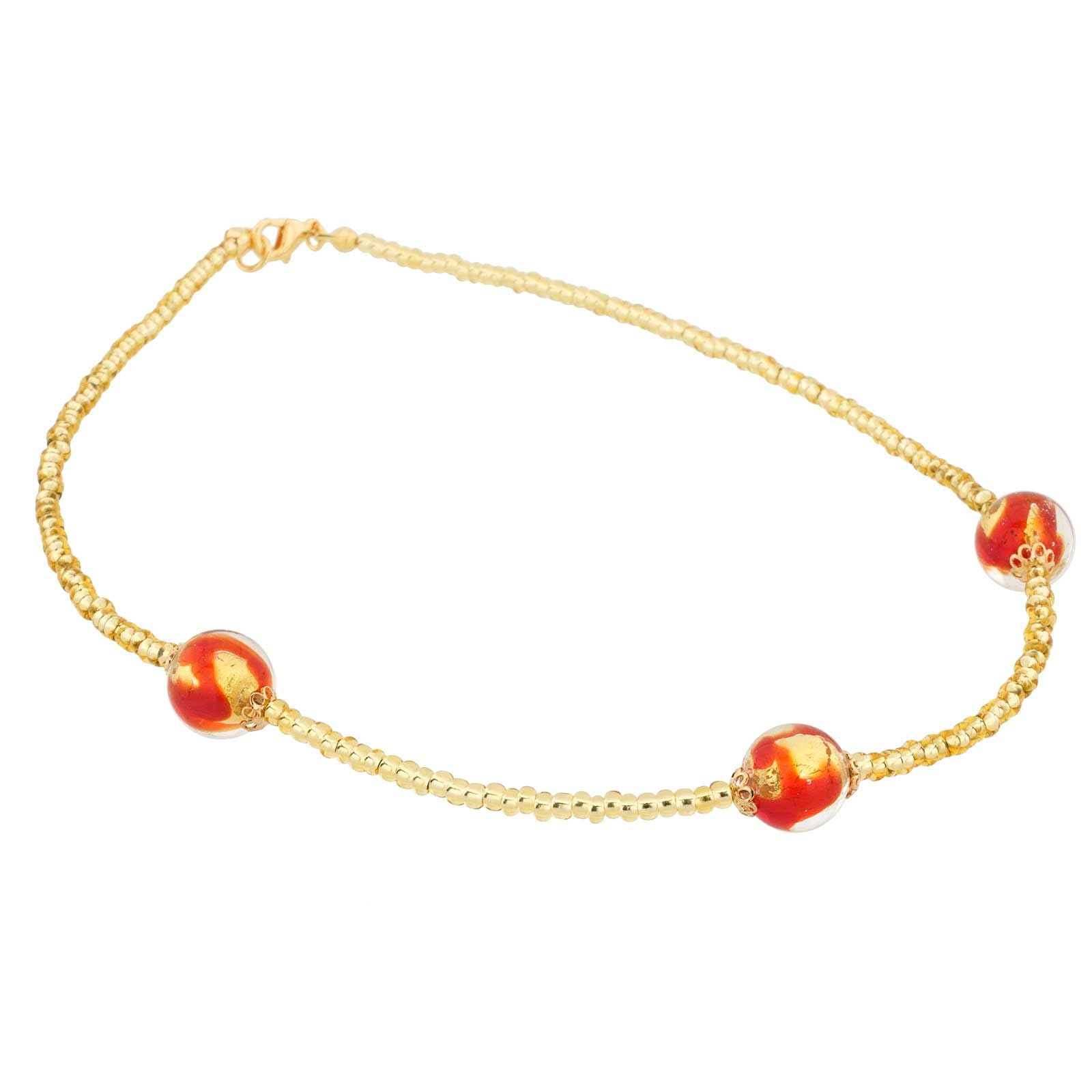Venetian Murano Glass Royal Red Ball Necklace - Handmade Italian Jewelry for Women, Elegant Gift for Weddings & Special Occasions