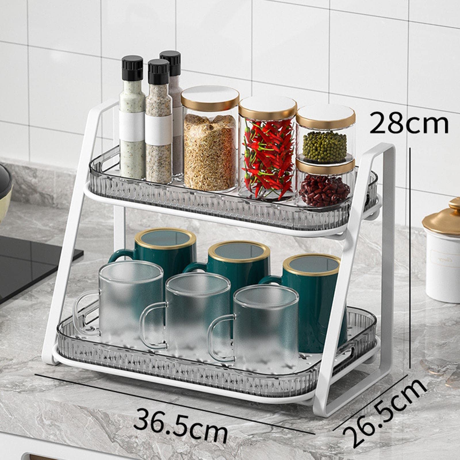 Fashion My Day® Large Storage Bin for Coffee Mugs & Tea Cups - Grey Kitchen Counter Organizer | Home Improvement, Bath Fixtures, Kitchen Accessories | Perfect for Tea Bars, Coffee Stations & Countertop Organization