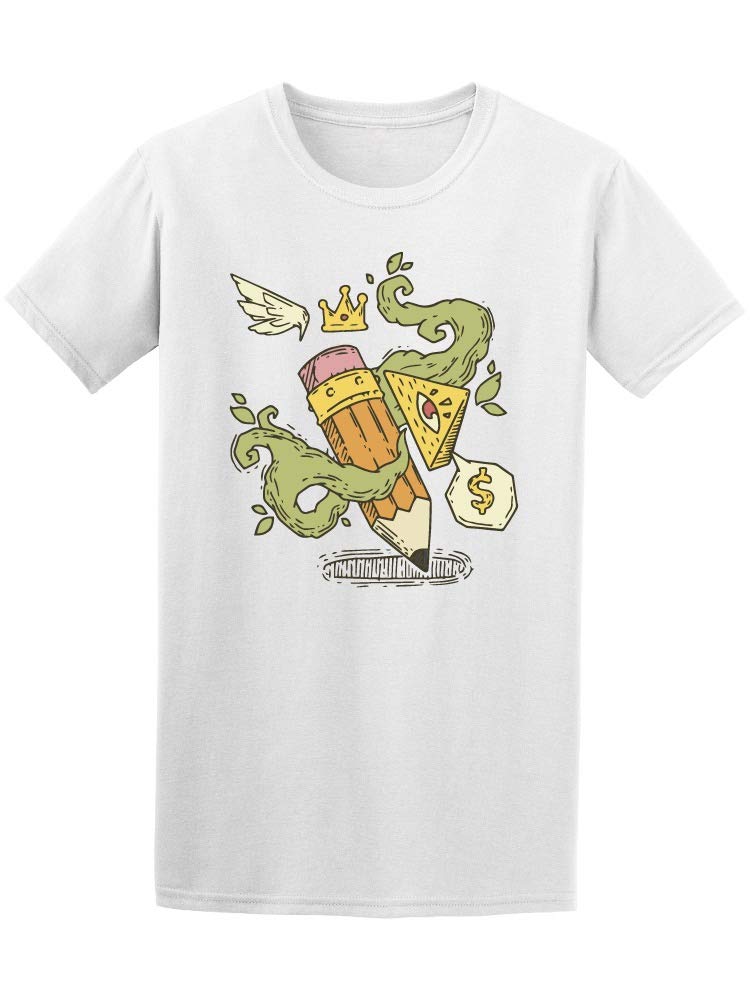 Egyptian Pyramid Graphic T-Shirt for Men - Winged Pencil Design - Casual Cotton Tee for Travel, History Lovers & Unique Streetwear