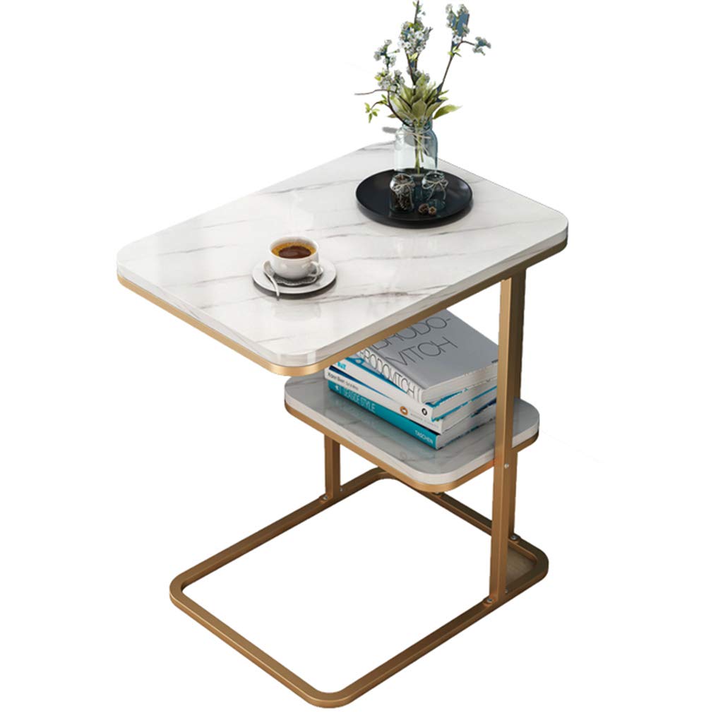 Nordic Small End Table - Marble Top Coffee Table for Living Room & Bedroom, 50x30x58cm