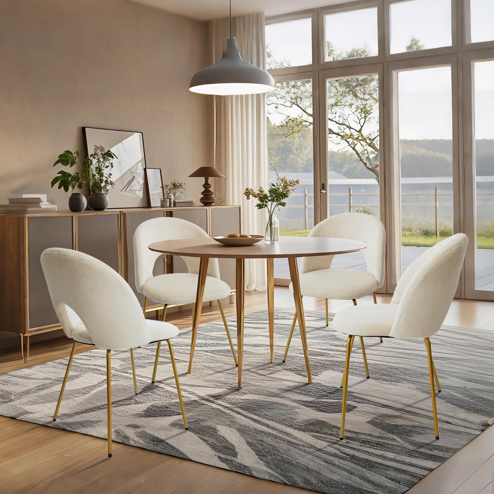 Velvet Dining Chairs with Metal Legs - Set of 2 Beige Kitchen Chairs for Dining Room, Living Room & Home Office | Modern Comfort Seating for Small Spaces