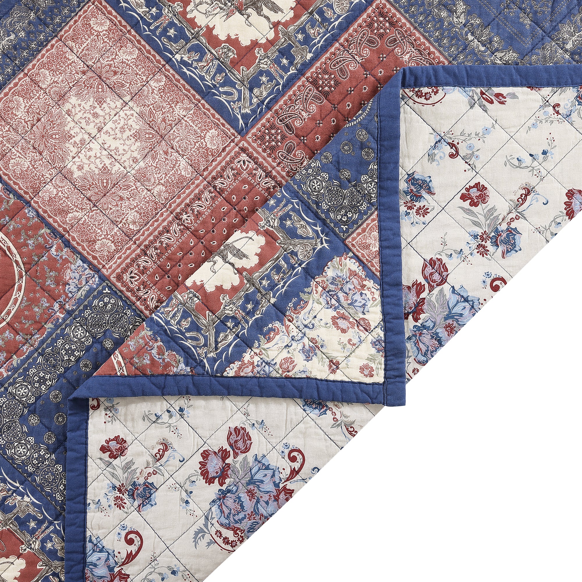 Reversible Patchwork Bandana Quilt Set - Stylish & Comfortable for Home Decor, Picnics, and Outdoor Adventures