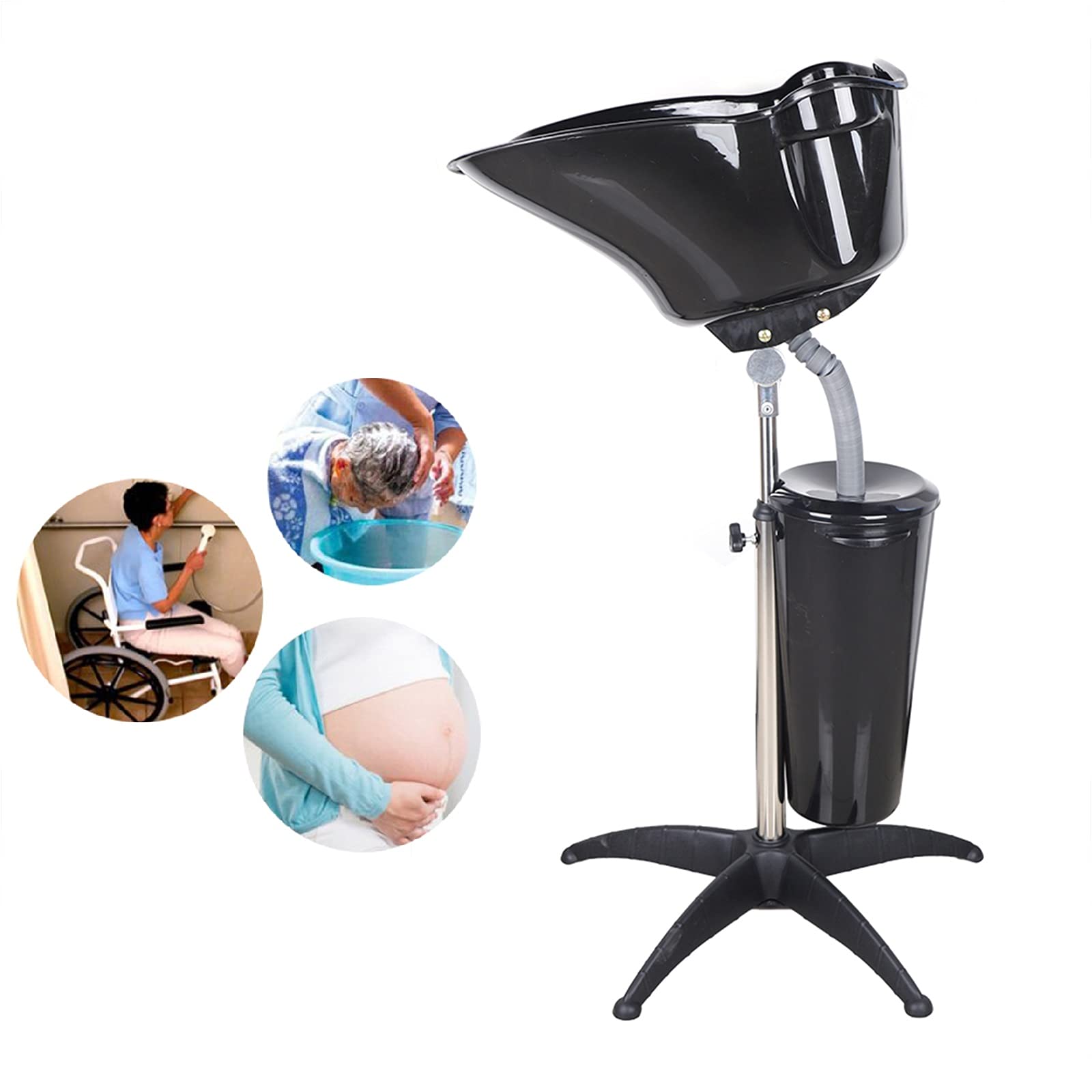 **Kaibrite Adjustable Portable Shampoo Sink – Removable Vertical Salon Basin with Bucket & Drain Hose – Perfect for Hair Washing in Salons, Spas & Home Use**