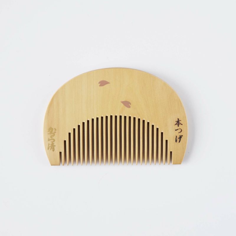 Handmade Kyoto Japanese Maki-e Urushi Lacquer Tsuge Boxwood Hair Comb with Chirimen Crepe Fabric Case - Cherry Blossom Design | Traditional Japanese Hair Accessory for Weddings, Tea Ceremonies & Special Occasions