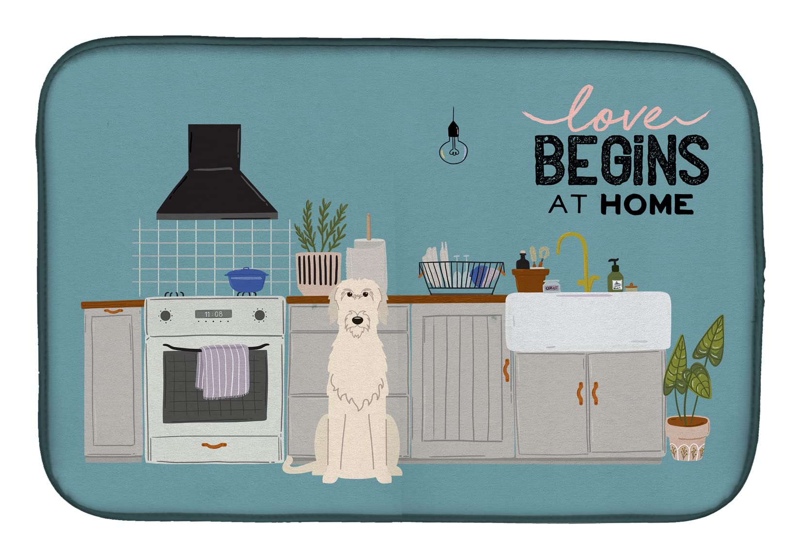 Irish Wolfhound Dish Drying Mat 14x21