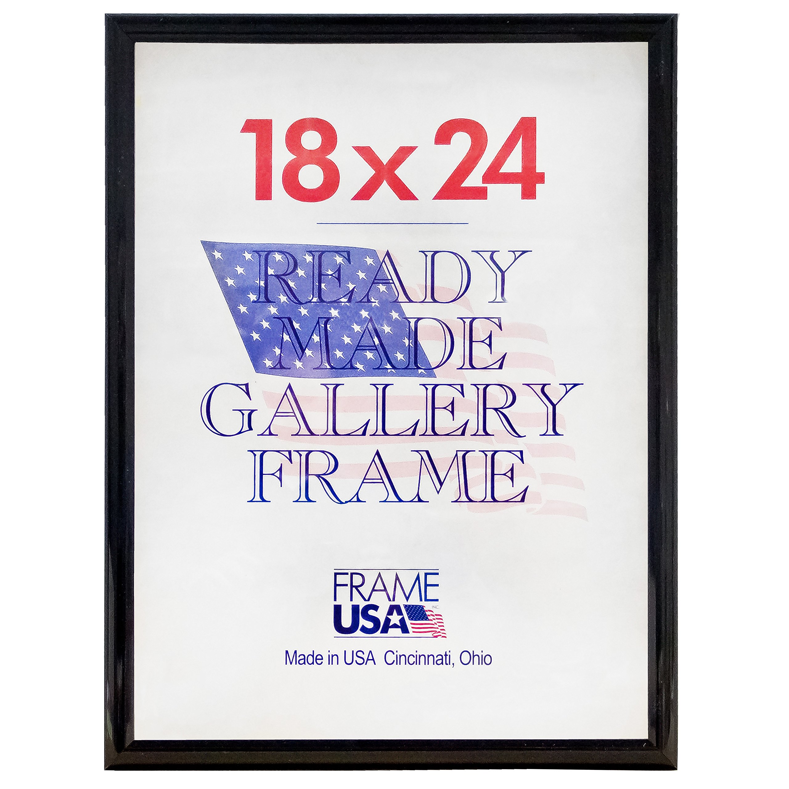 Frame USA 18x24 Deluxe Polystyrene Plastic Poster Frame (Black) - American Made - Perfect for Home Decor, Office Display & Artwork Protection