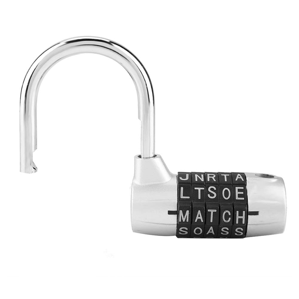 5-Dial Combination Padlock - Secure Travel Suitcase Lock for Gym, Locker & Luggage - Durable Silver Password Security Lock for Backpacks, Storage & Outdoor Use