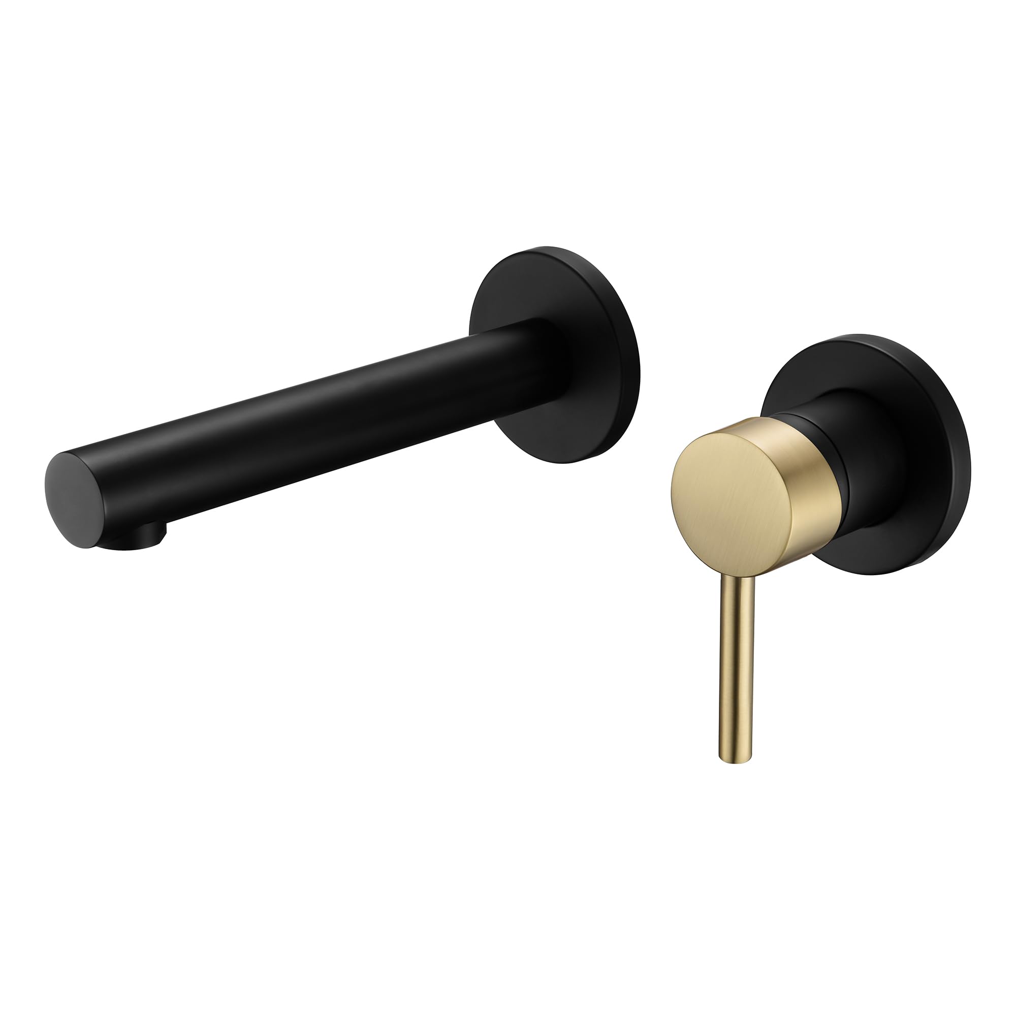 **Sumerain Wall Mounted Bathroom Sink Faucet - Single Handle Lavatory Faucet with Rough-in Valve, Black & Gold Finish - Perfect for Modern Bathrooms & Powder Rooms**