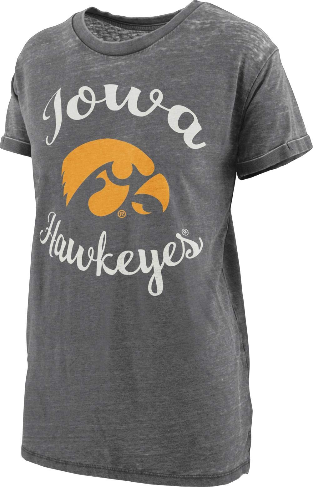 Royce Apparel Women's Vintage Iowa Hawkeyes Short Sleeve T-Shirt | Soft Cotton Boyfriend Tee for Game Day & Casual Wear
