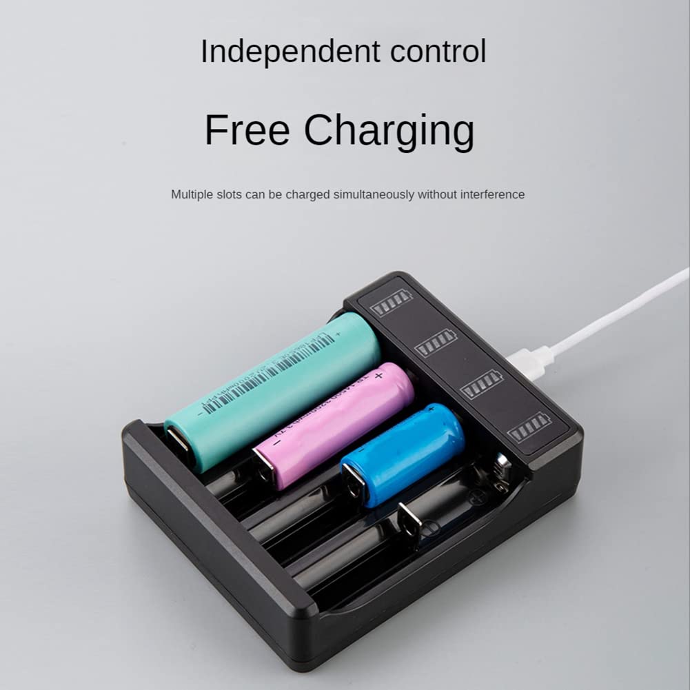 Rosrrtlm 18650 Fast Charger - 4.2V Lithium Battery Intelligent Charger with Type-C Cable for 14500/26650/18650 Batteries (3 Slot) | Perfect for Vape Mods, Flashlights & Power Tools