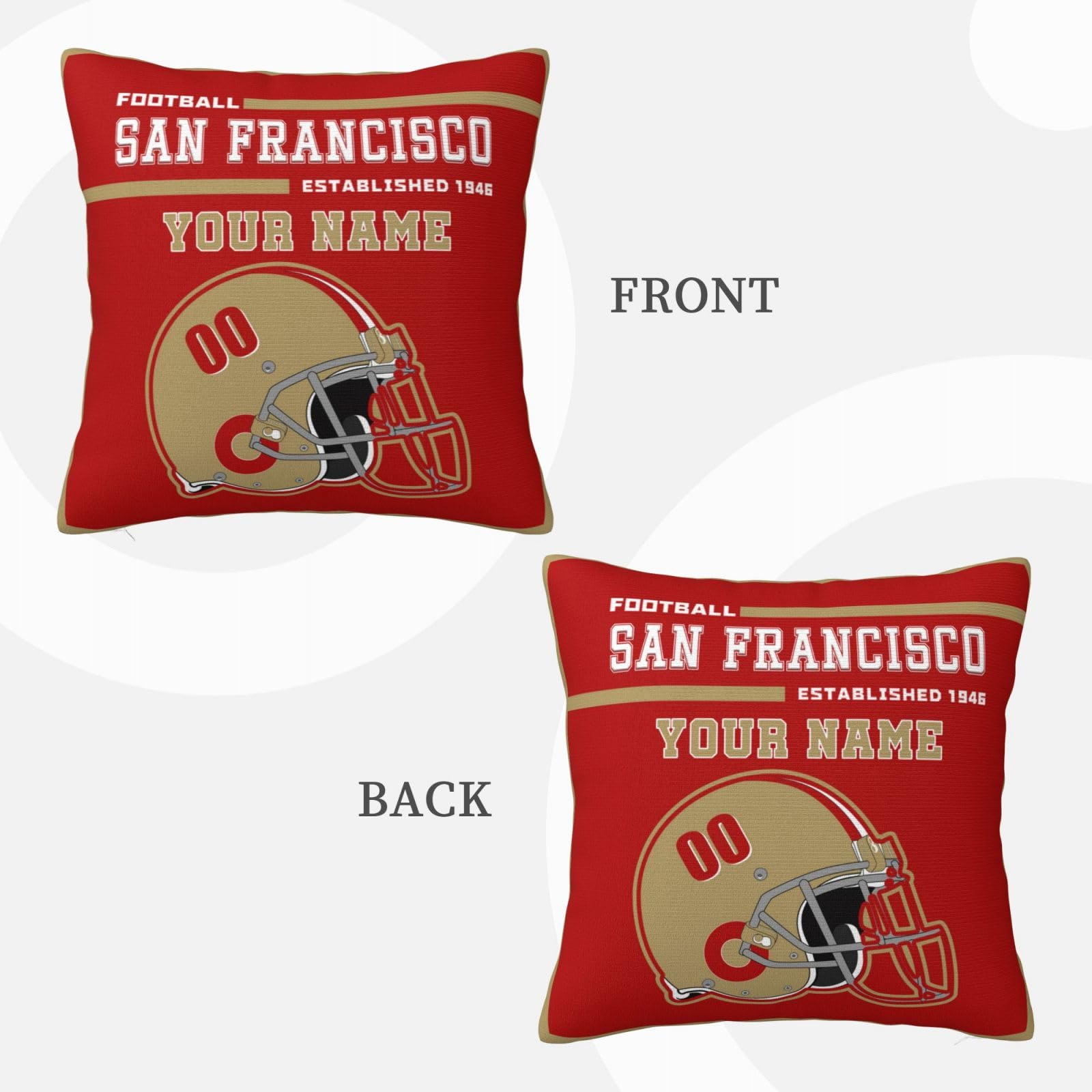 Custom San Francisco Throw Pillow Covers - Personalized Name & Number Pillowcases for Sports Fans - Unique Gifts for Men, Women & Youth - Perfect for Home Decor, Game Day & Fan Gifts