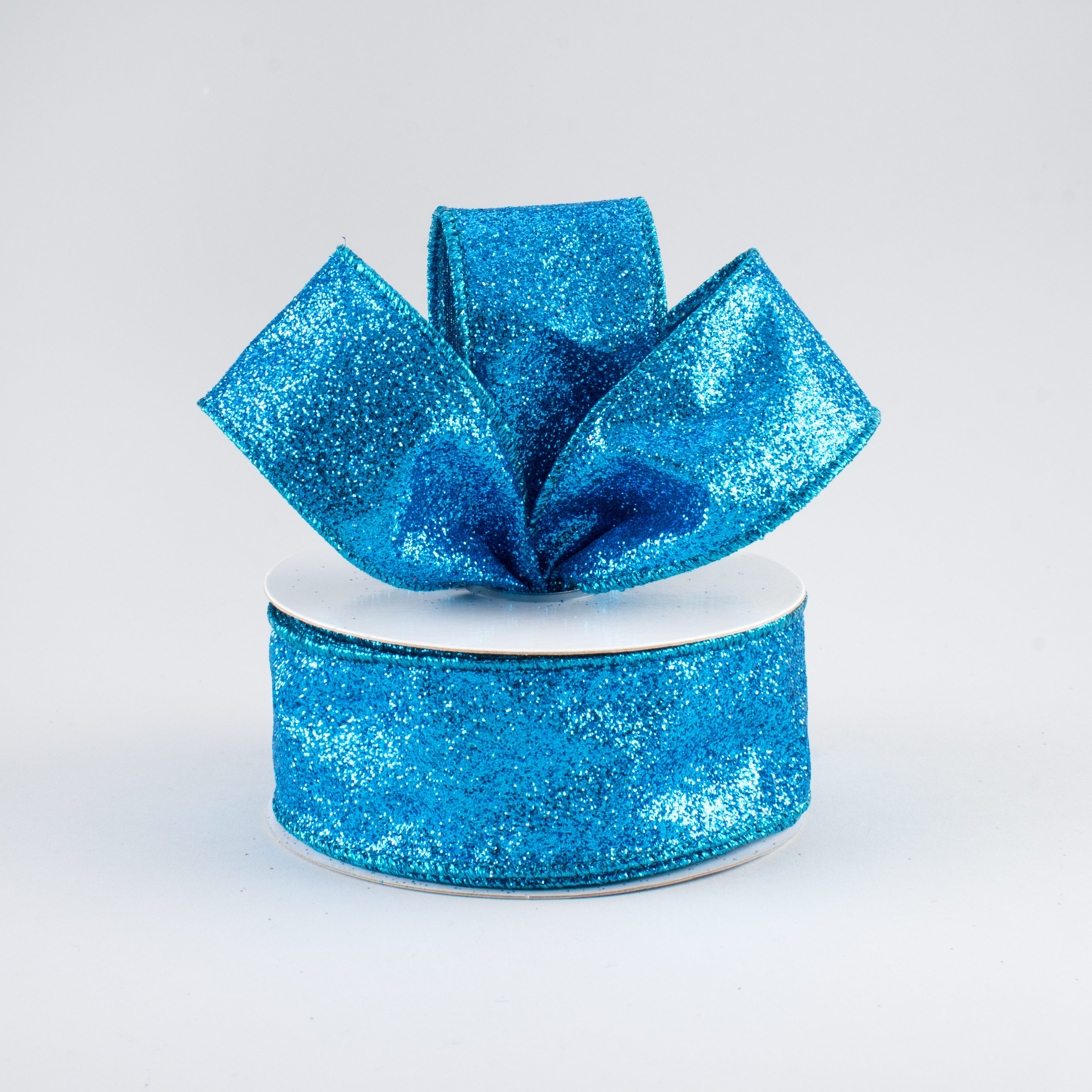 1.5 Inch Glitter On Metallic Ribbon - Turquoise Blue (10 Yards) for Gift Wrapping, DIY Crafts, Party Decorations and Scrapbooking