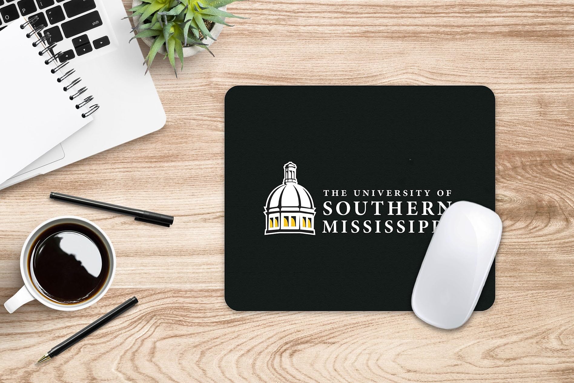 Premium Fabric Mouse Pad with Non-Slip Base - University of Southern Mississippi Classic Yellow Design for Office, Gaming & Home Workspace