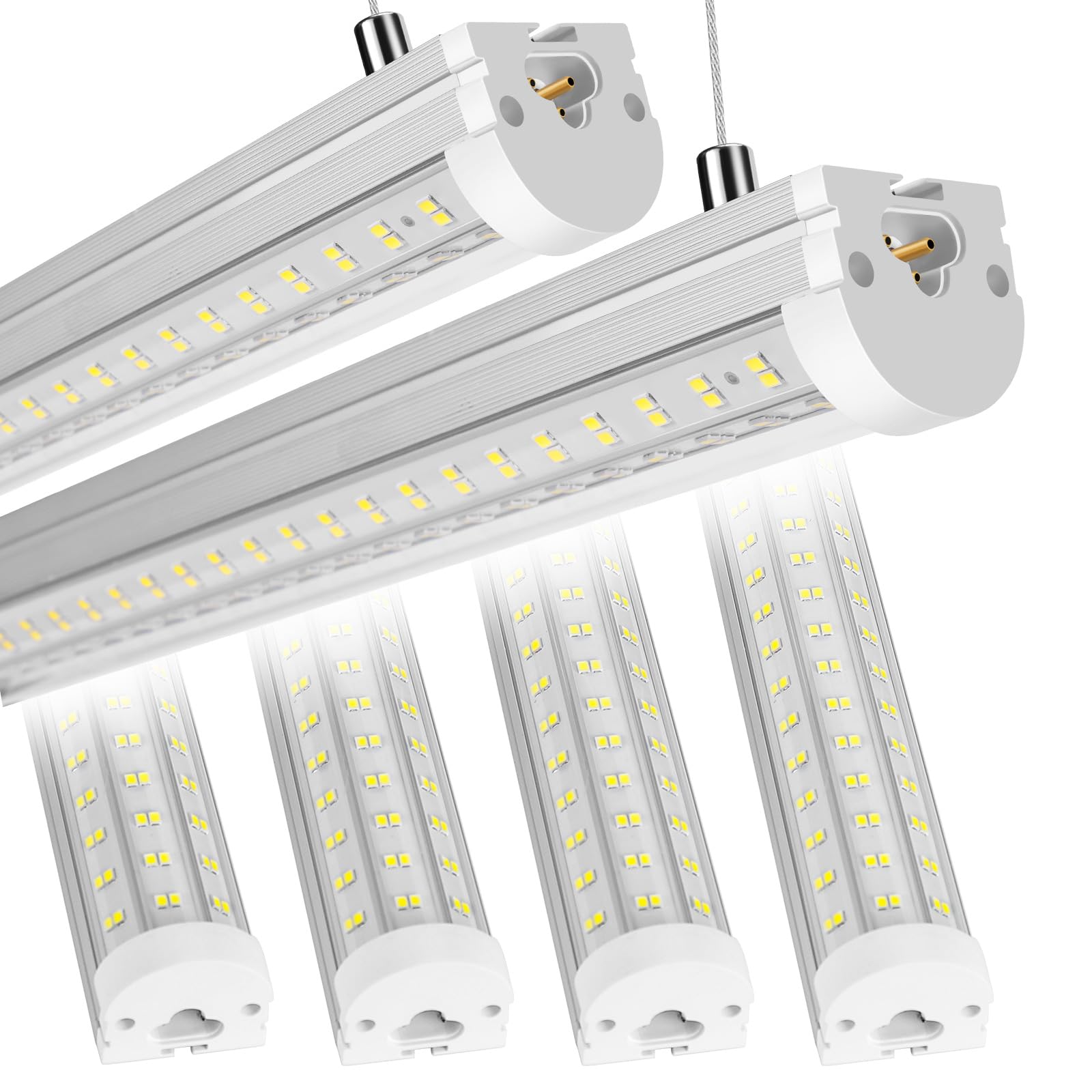 8FT LED Shop Light - 125W U Shape Integrated LED Tube, 6500K Daylight White, 20000LM Super Bright, Flush Mount or Hanging Linkable Ceiling Lights for Garage, Workshop, Warehouse - Plug & Play (6 Pack) - Perfect for Industrial, Commercial & Home Use