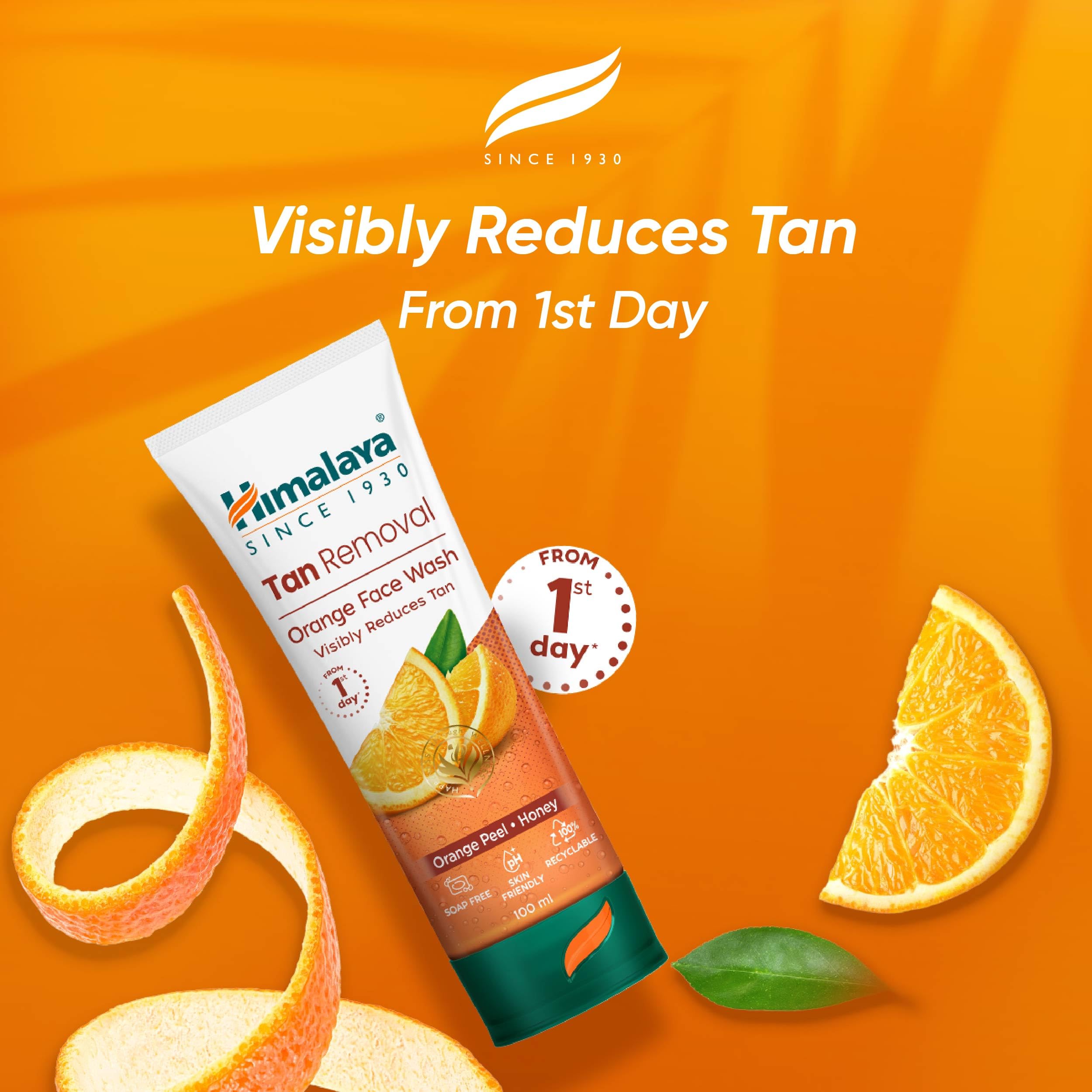 Himalaya Tan Removal Orange Face Wash for Brightening & Glowing Skin - 100ml | Gentle Exfoliating Cleanser for Daily Use, Travel-Friendly Size