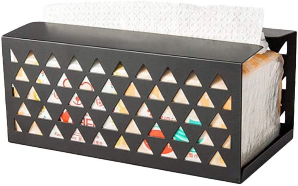 Premium Iron Tissue Box Holder - Stylish Countertop Napkin & Paper Towel Dispenser for Kitchen, Bathroom, Office (20.5x10.5x9cm, Black) - Perfect for Home Decor & Daily Organization