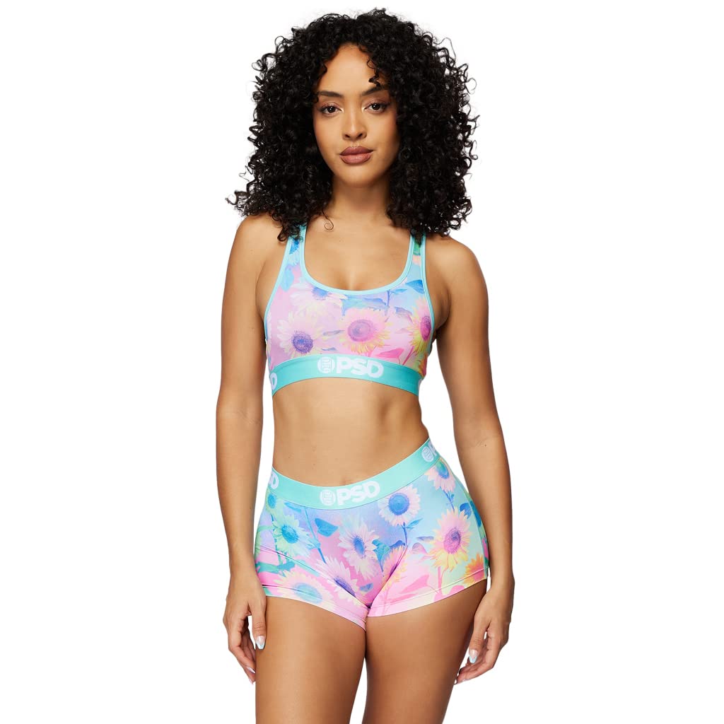 PSD Women's Sports Bra - High Impact Support, Breathable Workout Top for Running, Yoga & Gym - Multi/Sunflower Print, Size XL - Perfect for Active Lifestyles & Fitness Enthusiasts